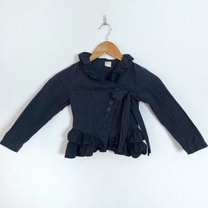 Jottum Dutch Girls Black Ruffle Side Button Jacket // Size US 6 EU‎ 116